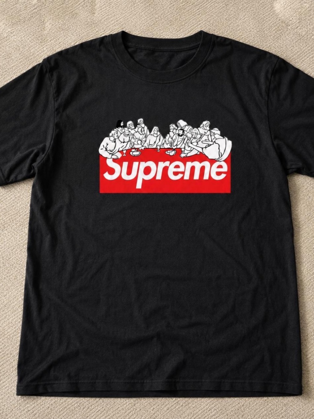 Gildan Black Short-Sleeve Tee with Red Logo and White Graphic